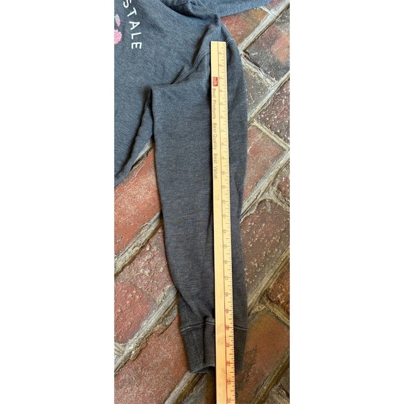 Aeropostale NY Women's Gray Floral Hoodie Size L Kangaroo Pocket Pullover Aero - Picture 7 of 8